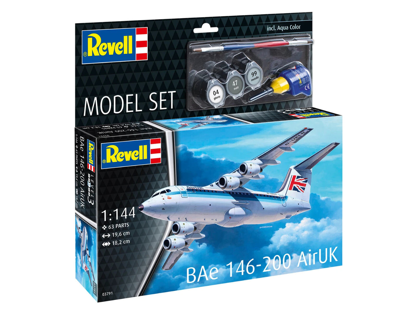BAe 146-200 Model Kit With Paints Gift Set By Revell Scale 1:144 R63791