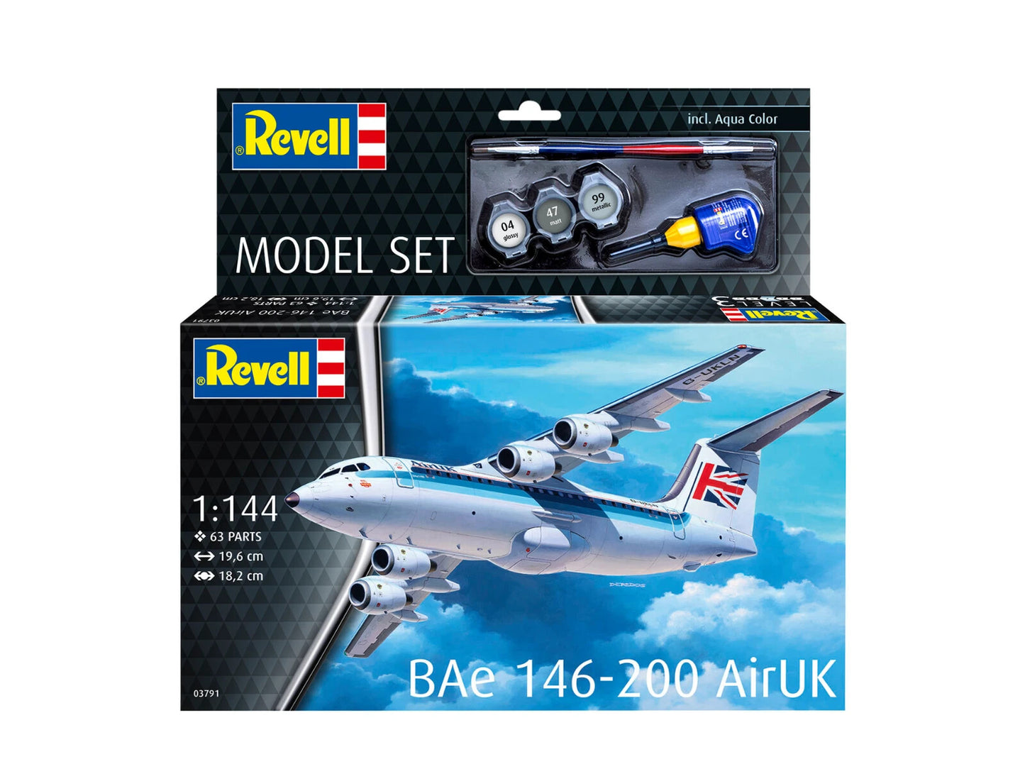 BAe 146-200 Model Kit With Paints Gift Set By Revell Scale 1:144 R63791