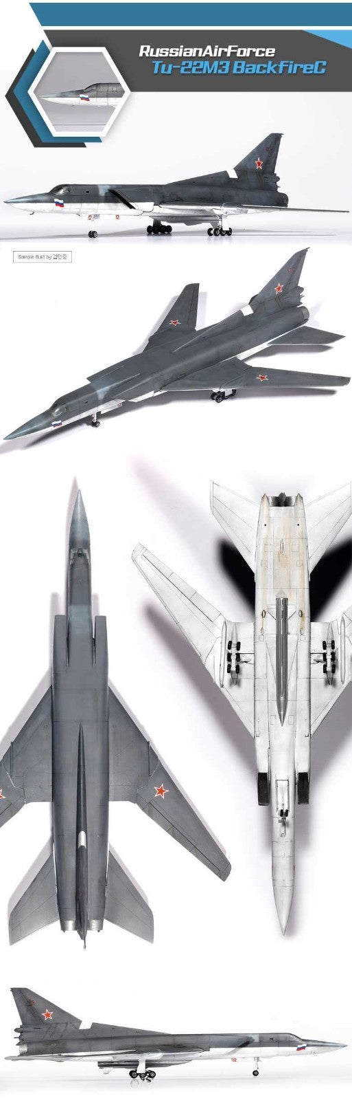 Tupolev TU-22M3 Backfire C Strategic Bomber Model Kit Academy Scale 1:144 12636