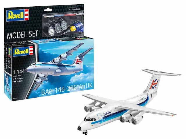 BAe 146-200 Model Kit With Paints Gift Set By Revell Scale 1:144 R63791