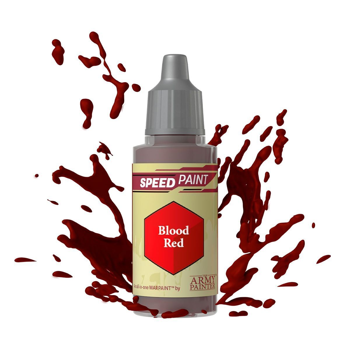 An 18ml dropper bottle of The Army Painter Speedpaint Blood Red, showing a vibrant, classic red color with strong pigmentation.