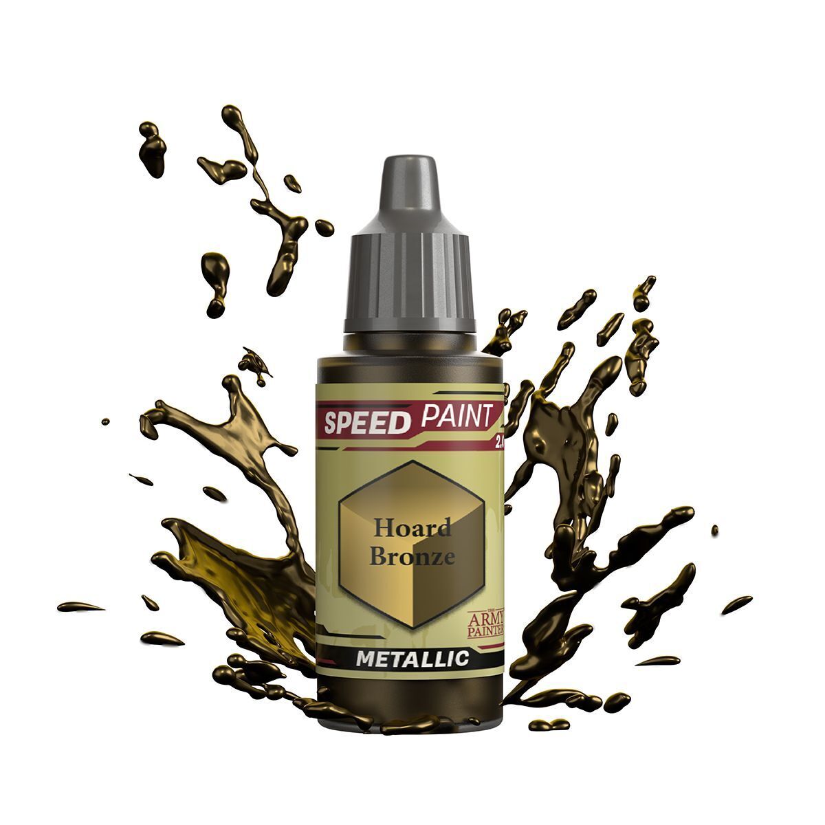 An 18ml dropper bottle of The Army Painter Speedpaint Hoard Bronze, showing the rich, dark bronze metallic color.