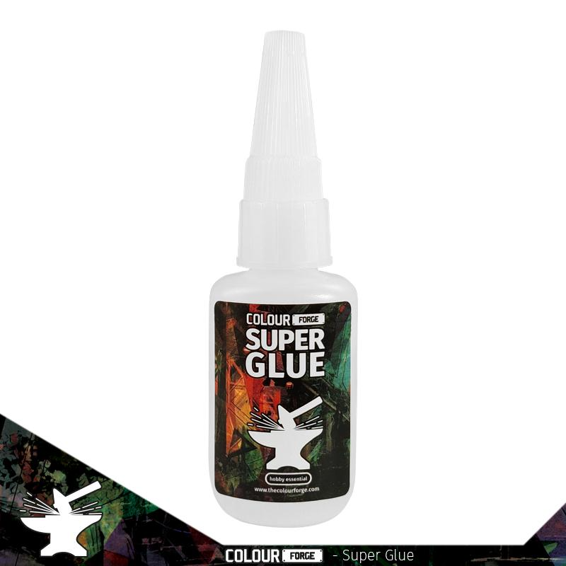 A 20g bottle of The Colour Forge Thin Superglue, showing the brand logo and clearly indicating it's a thin, fast-acting cyanoacrylate adhesive.