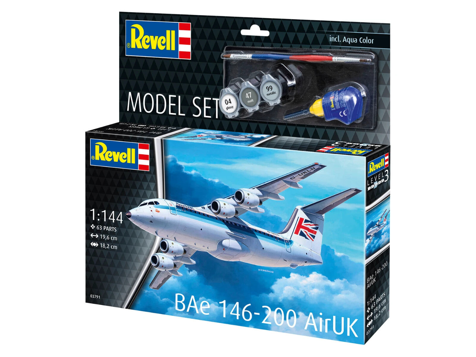 BAe 146-200 Model Kit With Paints Gift Set By Revell Scale 1:144 R63791