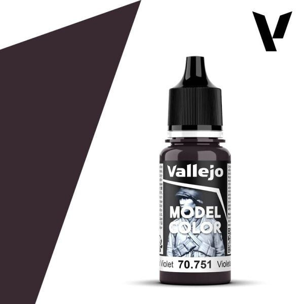 Vallejo  Model Colour Black Violet 70.751 18ml Paint Dropper Bottle