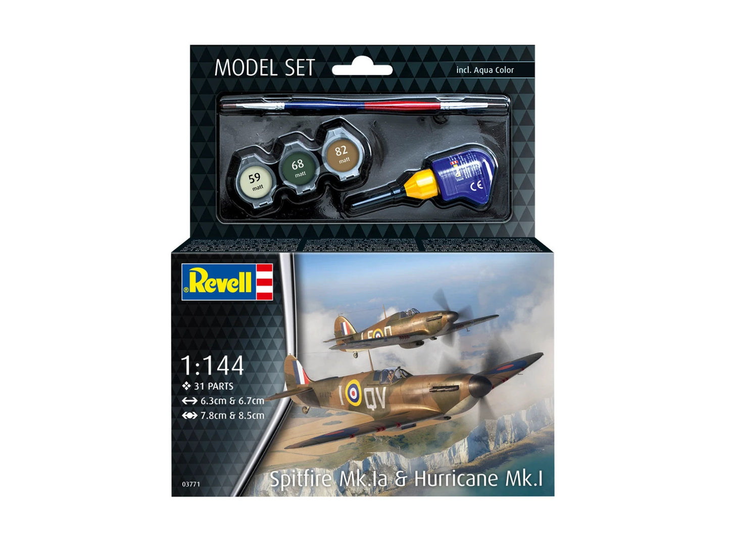 Spitfire And Hurricane Model Kit Set By Revell Scale 1:144 R63771