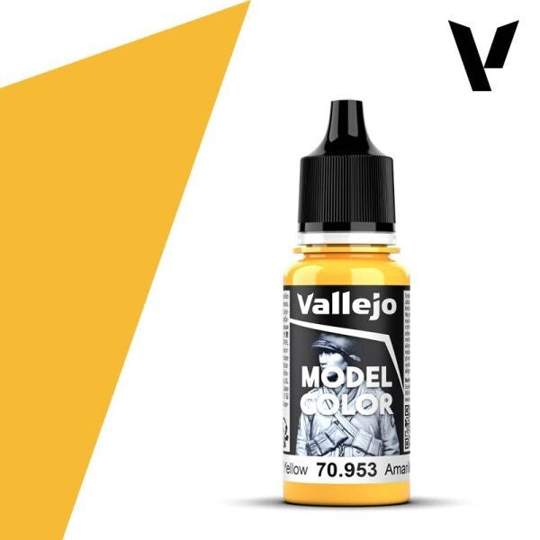 Vallejo  Model Colour Flat Yellow 70.953 18ml Paint Dropper Bottle