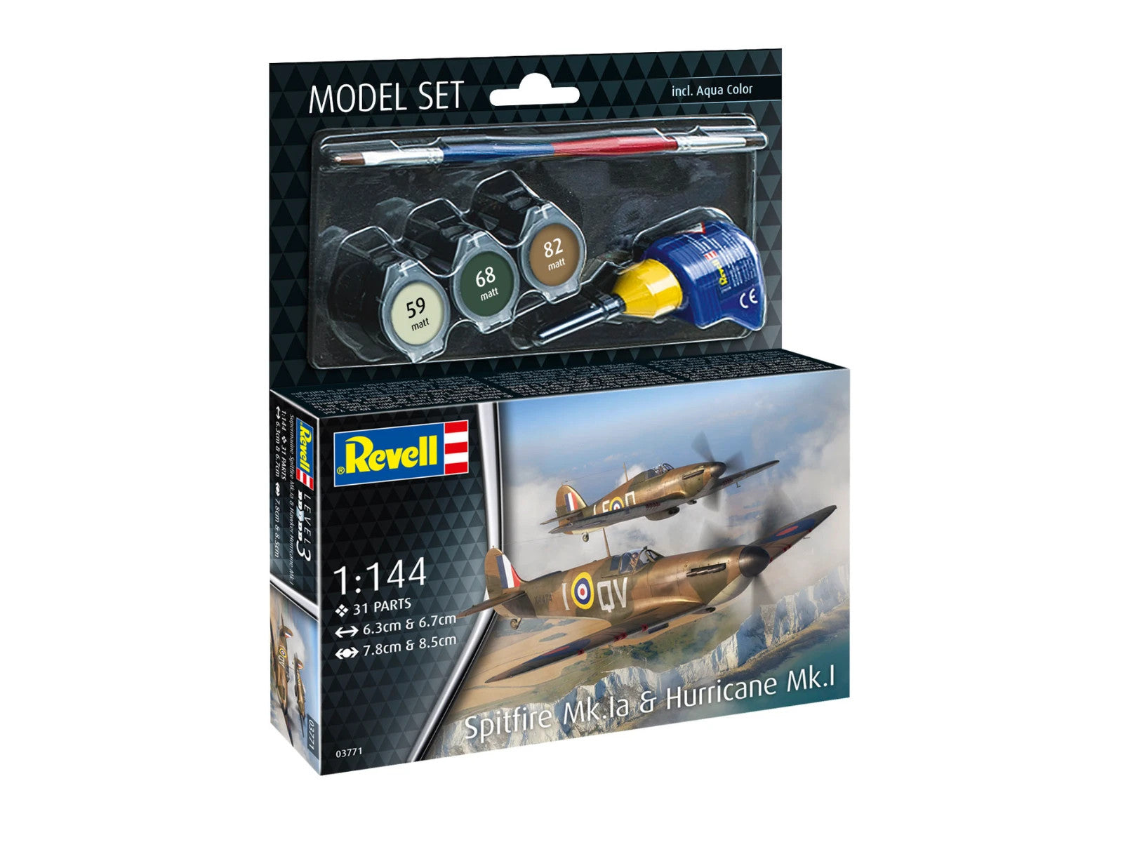 Spitfire And Hurricane Model Kit Set By Revell Scale 1:144 R63771