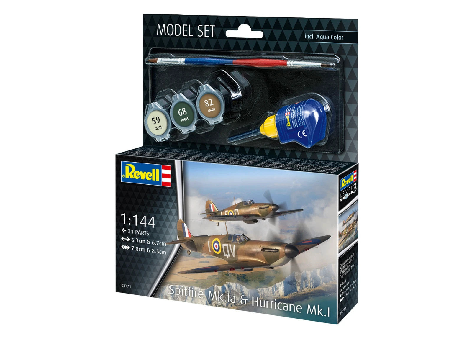 Spitfire And Hurricane Model Kit Set By Revell Scale 1:144 R63771