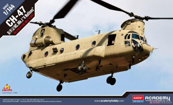 CH-47 Mk.1 Chinook Helicopter Model Kit By Academy Scale 1:144 12624