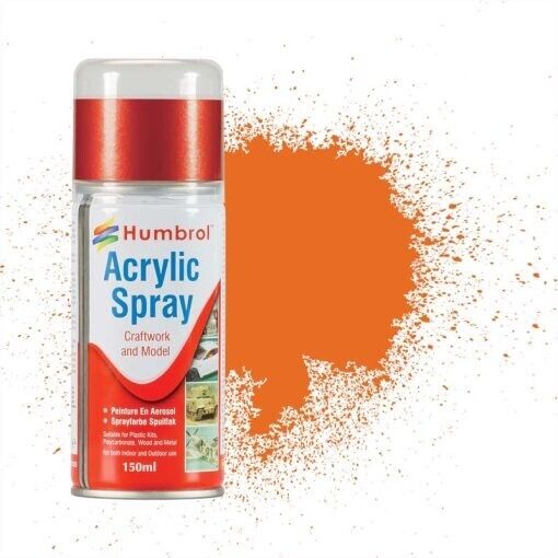 Humbrol No 18 Orange 150ml Enamel Spray Paint Can for Scale Model Kits
