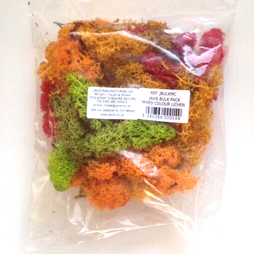 Lichen Bulk Pack Mixed Colours JBULKMC Natural Foliage for Model Railway and Diorama Scenery