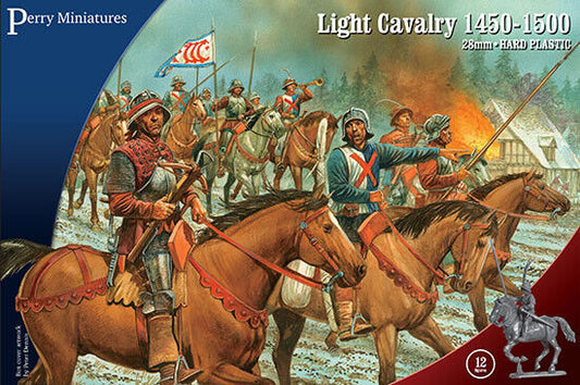 A painted diorama of Perry Miniatures WR60 Light Cavalry charging in a skirmish line.