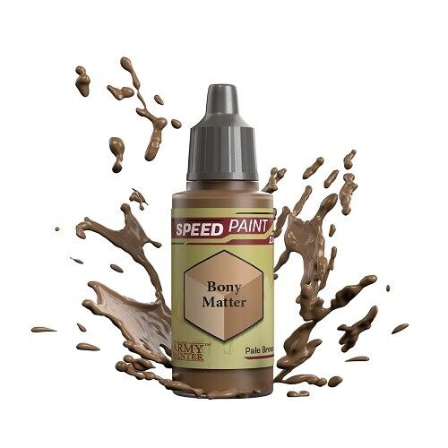 An 18ml dropper bottle of The Army Painter Speedpaint Bony Matter, showing a pale, off-white, yellowish-brown color, perfect for bone or skeletal features.