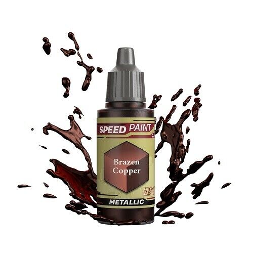An 18ml dropper bottle of The Army Painter Speedpaint Brazen Copper, showing the bright, vibrant copper metallic color.