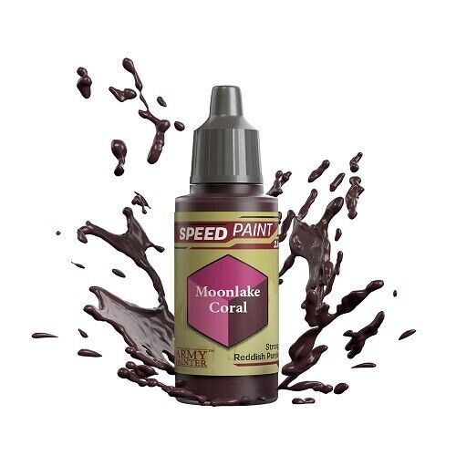 An 18ml dropper bottle of The Army Painter Speedpaint Moonlake Coral, showing a delicate, muted peachy-pink color.
