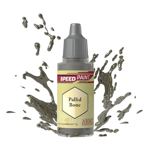 An 18ml dropper bottle of The Army Painter Speedpaint Pallid Bone, showing a light, off-white, yellowish-grey bone color, perfect for aged bone or bleached skulls.