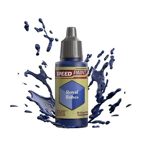 An 18ml dropper bottle of The Army Painter Speedpaint Royal Robes, showing a rich, deep purple color, evoking luxury and grandeur.