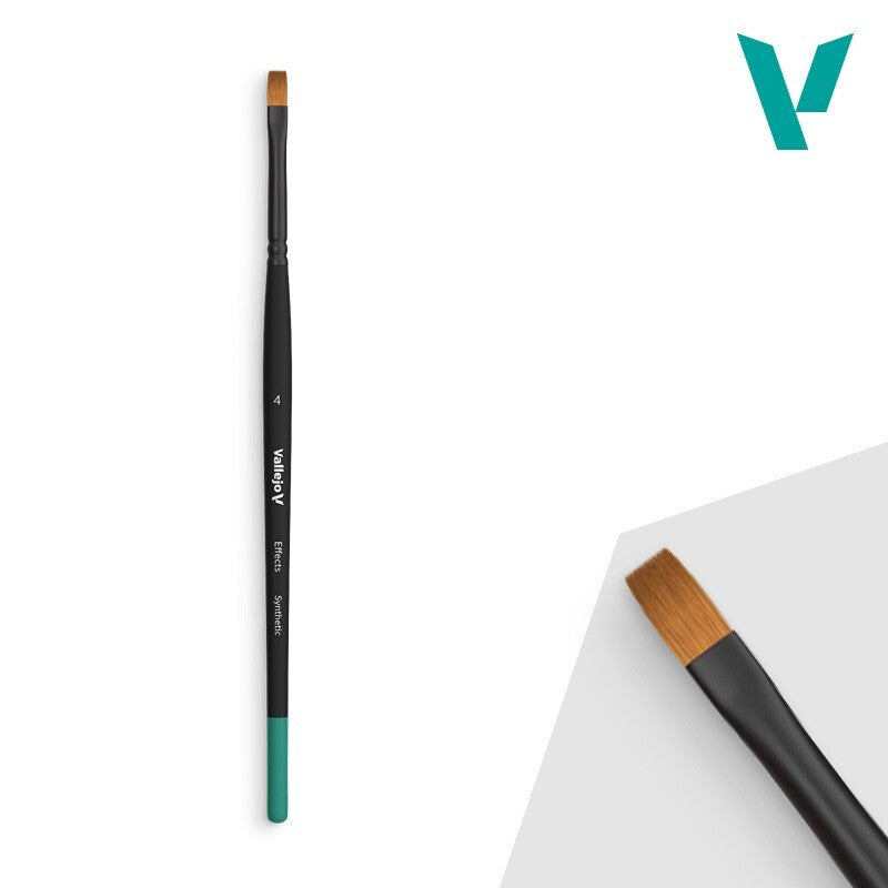 Vallejo Effects Flat Rectangular Synthetic Brush No. 4 for crisp detailing