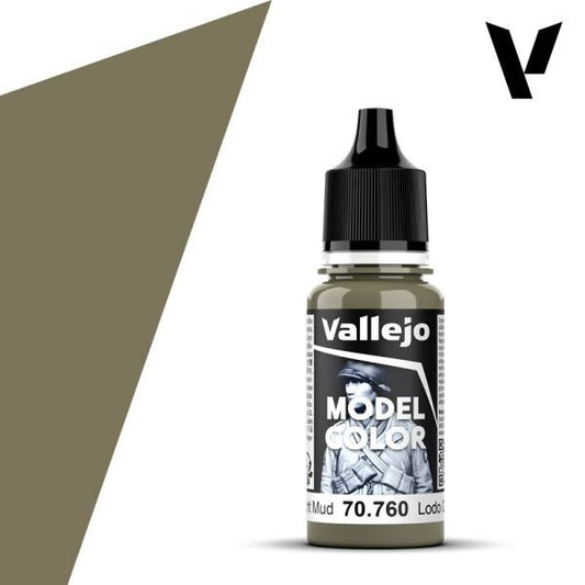 Vallejo Model Color 70.760 Light Mud acrylic paint in a 17ml dropper bottle for miniature painting and scale modeling.