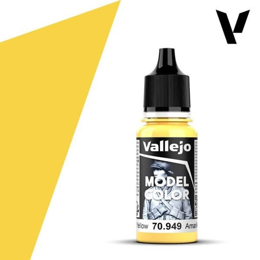 Vallejo Model Color 70.949 Light Yellow, a 17ml dropper bottle of high-quality water-based acrylic paint for miniatures and scale models.